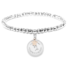 Bracciale elastico di Cuorepuro Italia, unisex segno zodiacale Capricorno con piastra d'argento 925.