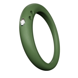 DuePunti | Anello in silicone Verde Pacifico, argento e diamante