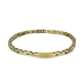 Zancan | Bracciale uomo acciaio pvd oro Hiteck con zirconi - UHB047