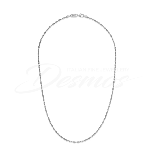 Collana della collezione Singapore Chain di Desmos con cilindri in argento 925 rodiato.