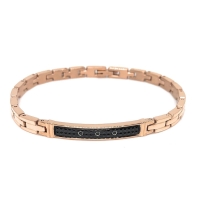 Zancan | Bracciale Hi-teck in acciaio rosè e spinelli neri