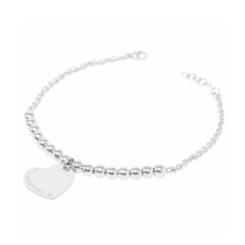 Bracciale della collezione Enjoy di Cuorepuro, in argento 925 rodiato con cuore di 1.5 cm. Made in Italy.